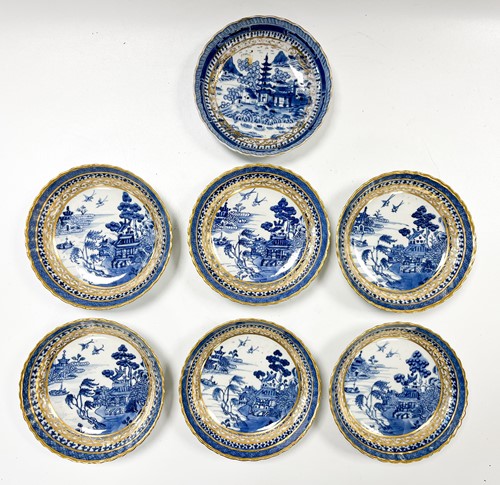 Lot 12 - A Chinese export blue and white porcelain part tea and coffee service, Qing Dynasty, circa 1780