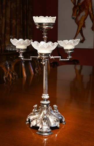 Lot 570 - A late Victorian silver plated table epergne centrepiece by Elkington & Co