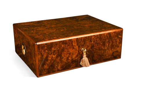 Lot 575 - A modern burr walnut Elie Bleu, Paris, cigar humidor