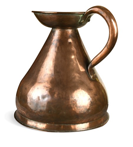 Lot 407 - A large copper jug measure, 19th century