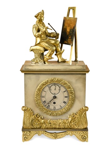 Lot 366 - A French silvered mantel timepiece, circa 1840