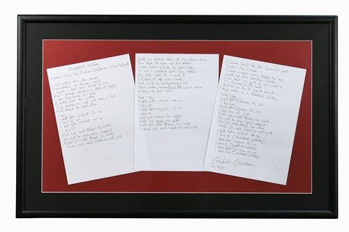 Lot 125 - Graham Gouldman - 10CC, a set of handwritten lyrics for Dreadlock Holiday, 2018