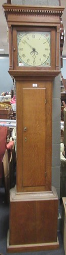Lot 201 - A 30 hour oak longcase clock with painted dial