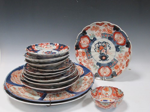 Lot 100 - A collection of mostly Japanese Imari plates...