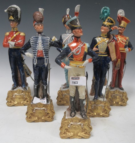 Lot 163 - A set of six Capodimonte figures of officers