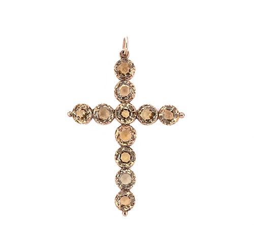 Lot 48 - A Victorian topaz cross pendant