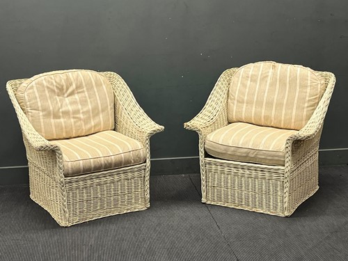 Lot 547 - A pair of white painted wicker conservatory...
