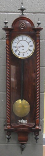 Lot 193 - A walnut Vienna wall clock, single weight...