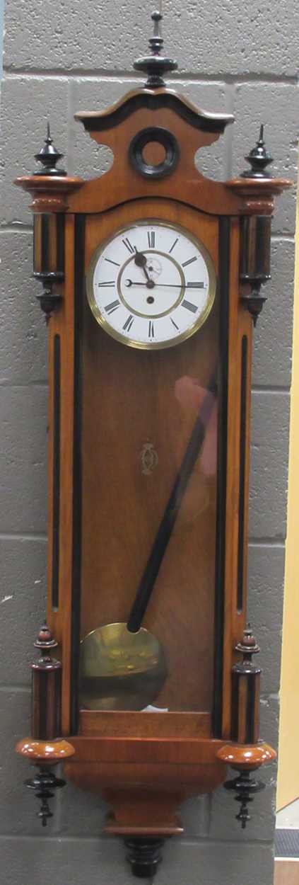 Lot 195 - A 19th century walnut Vienna wall clock,...