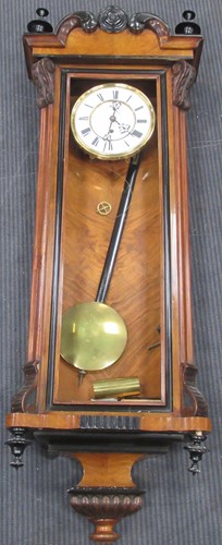 Lot 197 - A 19th century walnut Vienna wall clock,...