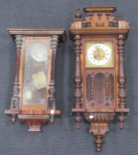 Lot 191 - Two Austrian walnut wall clocks