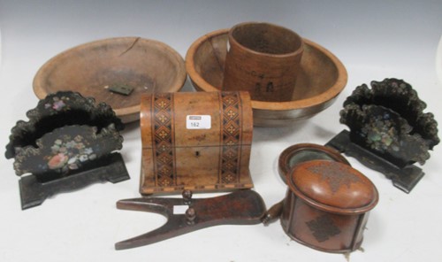 Lot 162 - A collection of treen including 2 dairy bowls,...