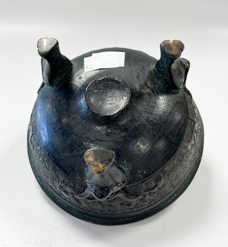 Lot 64 - A Chinese bronze tripod censer in archaic style, Qing Dynasty, 19th century