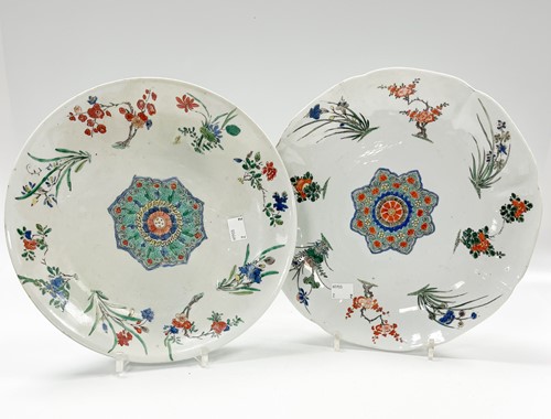 Lot 21 - Two Chinese famille verte porcelain dishes, Qing Dynasty, Kangxi Emperor  (1662-1722)