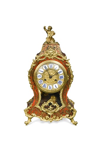 Lot 396 - A French Boulle mantel clock, 19th century