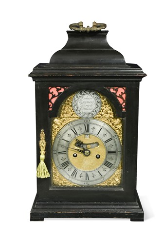 Lot 373 - An ebonised bracket clock circa 1740, by Richard Rayment, Bury St Edmunds