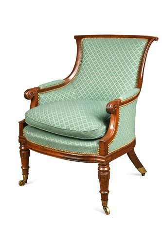 Lot 676 - A mahogany show frame library armchair, early 19th century