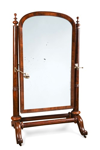 Lot 562 - A mahogany cheval mirror, early 19th century