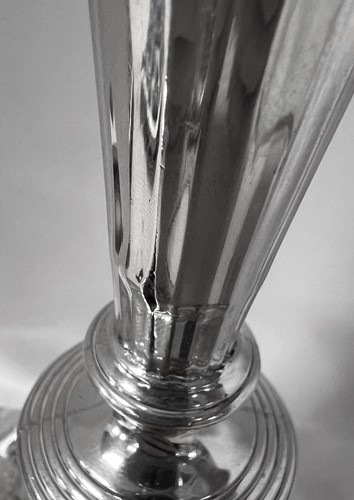 Lot 579 - A set of 4 George III 18th century silver candlesticks, mark of John Schofield