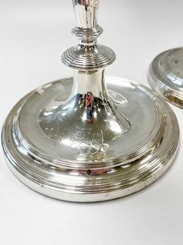 Lot 579 - A set of 4 George III 18th century silver candlesticks, mark of John Schofield