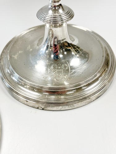 Lot 579 - A set of 4 George III 18th century silver candlesticks, mark of John Schofield