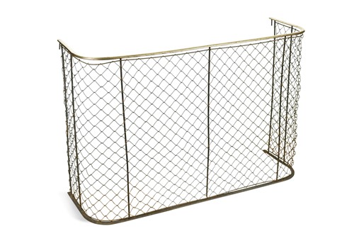 Lot 752 - A wirework and brass nursery fireguard, 19th century