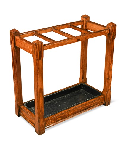 Lot 757 - A Gothic revival pitch pine stick stand, late 19th century