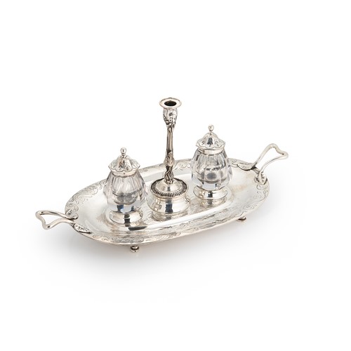 Lot 599 - A Victoria silver desk inkstand