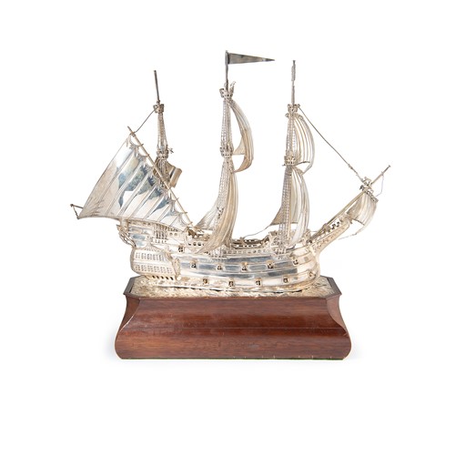 Lot 642 - A George V silver model of a sailing ship