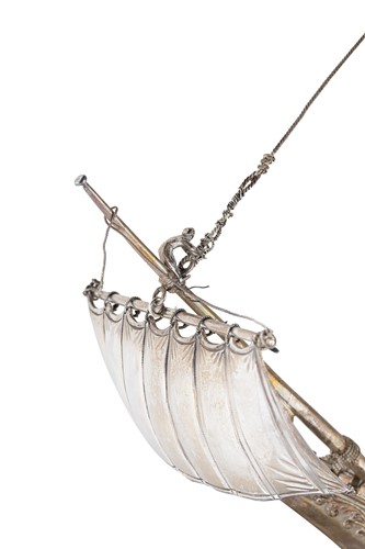 Lot 642 - A George V silver model of a sailing ship