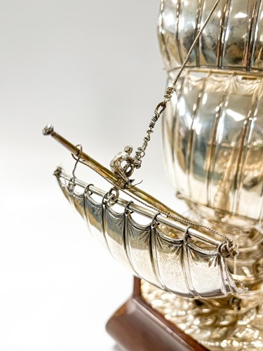 Lot 642 - A George V silver model of a sailing ship
