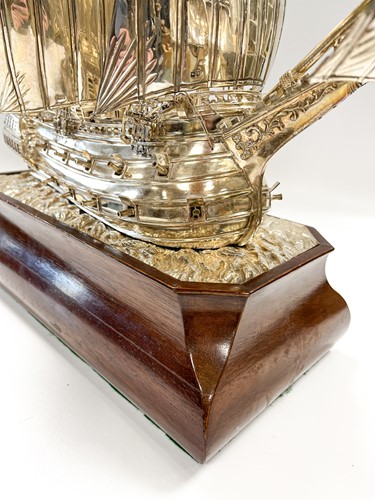 Lot 642 - A George V silver model of a sailing ship