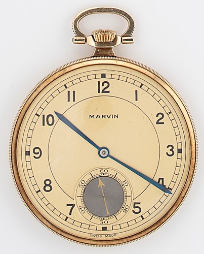 Lot 333 - Marvin - A Swiss 14ct gold open faced pocket watch