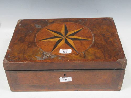 Lot 33 - A 19th century writing box, the top inlaid...