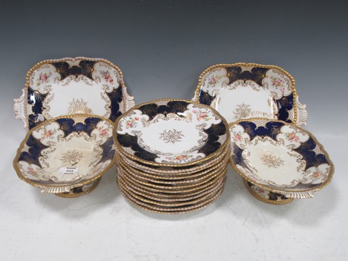 Lot 233 - A Coalport Batwing pattern dessert service,...