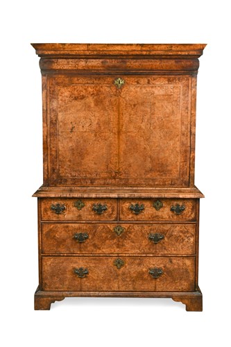 Lot 576 - A walnut escritoire, early 18th century