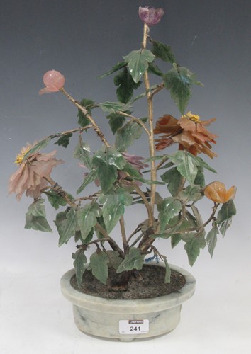 Lot 241 - A Chinese hardstone model shrub or tree with...