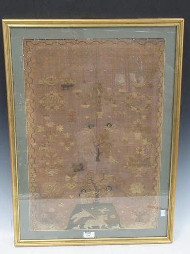 Lot 220 - A 19th century needlework sampler of Adam and...