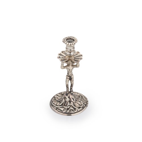 Lot 678 - Chester - An Edward VII cast silver novelty taperstick
