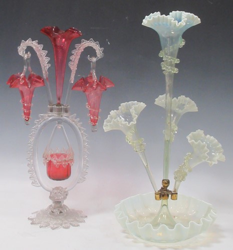 Lot 84 - A Victorian four branch epergne with white...