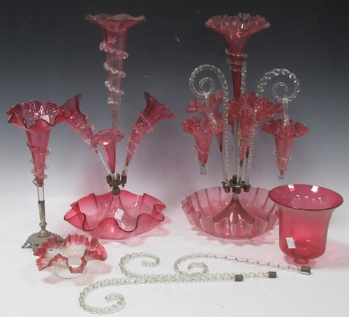 Lot 92 - A Victorian four branch epergne with three...