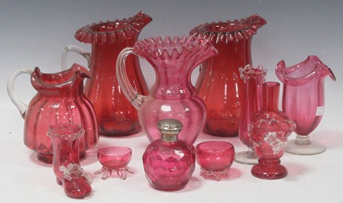 Lot 93 - Various items of Victorian cranberry glass to...