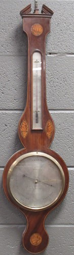 Lot 182 - A19th century mahogany banjo shaped barometer,...