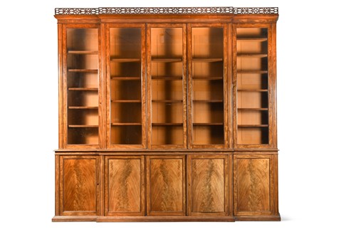 Lot 483 - A Victorian mahogany breakfront bookcase, circa 1850