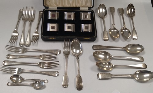 Lot 278 - A collection of silver flatware together with...