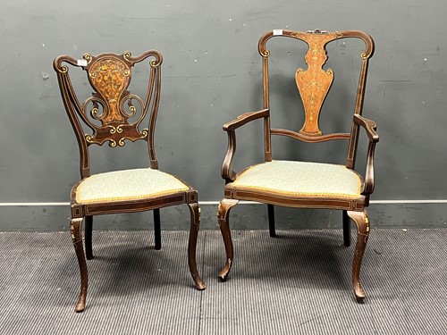 Lot 539 - Two Edwardian mahogany bedroom chairs with...
