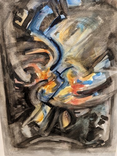 Lot 516 - Anthony Nicholson approaching hour watercolour,...