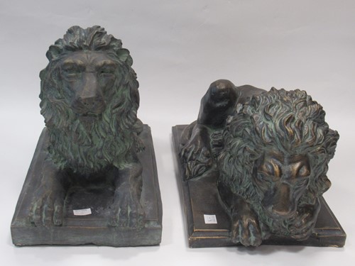 Lot 61 - A matched pair of bronzed terracotta models of...