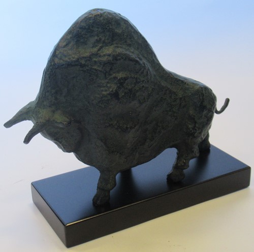 Lot 12 - A bronzed metal model of Taurus the bull after...