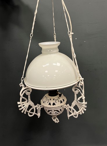 Lot 174 - An Austrian cast iron white painted hanging...